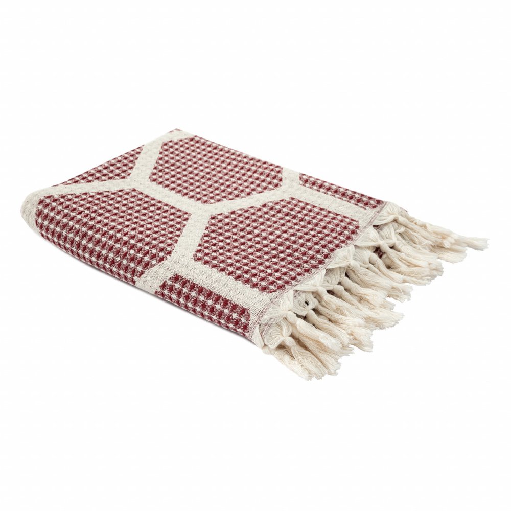 60" X 50" Purple Woven Cotton Geometric Throw Blanket with Fringe