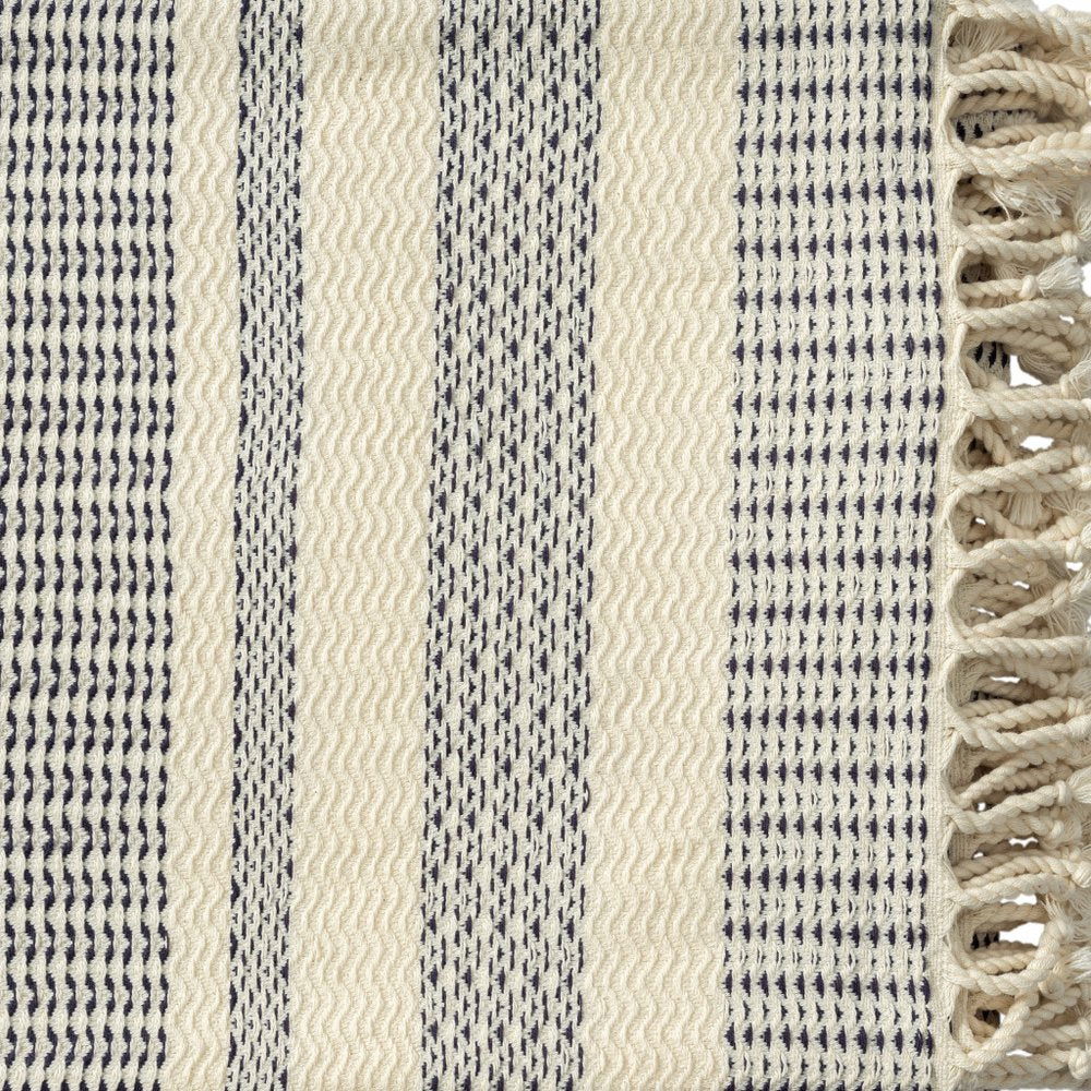 50" X 60" Orange Woven Cotton Striped Throw Blanket with Fringe