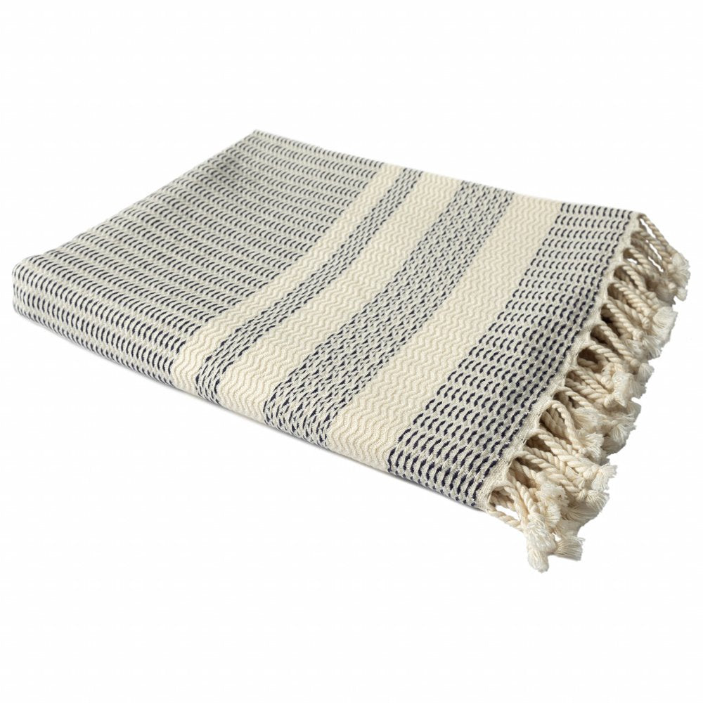 50" X 60" Orange Woven Cotton Striped Throw Blanket with Fringe