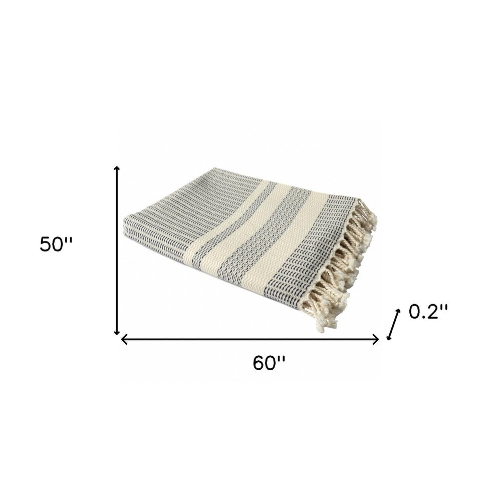 50" X 60" Orange Woven Cotton Striped Throw Blanket with Fringe