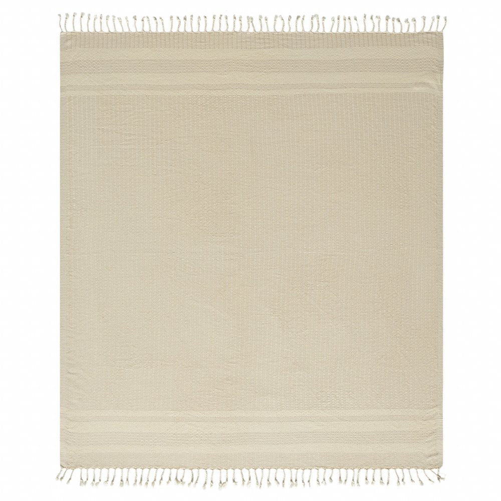 50" X 60" Orange Woven Cotton Striped Throw Blanket with Fringe