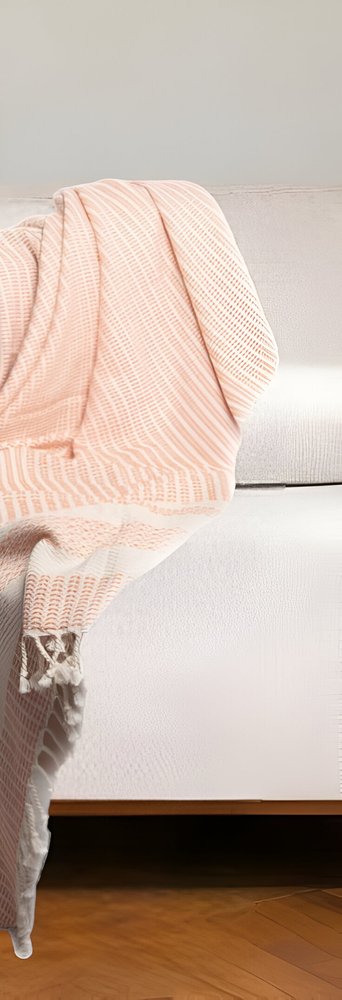 50" X 60" Orange Woven Cotton Striped Throw Blanket with Fringe