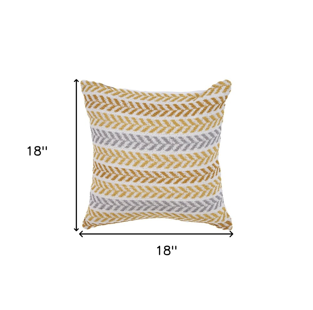 18" Gray and White Throw Pillow