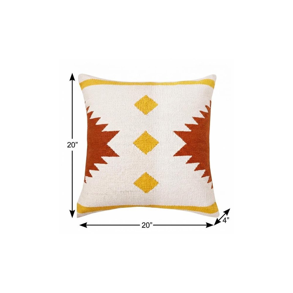 20" Yellow and White Throw Pillow