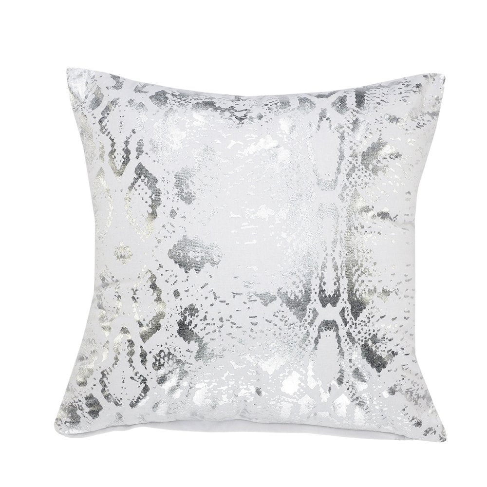 20" X 20" Black And Silver 100% Cotton Animal Print Zippered Pillow