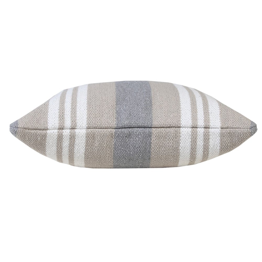 20" Navy Blue Gray And White Cotton Coastal Throw Pillow