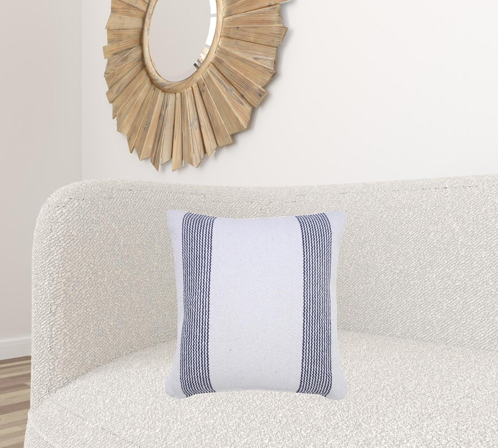 20" X 20" Black And White 100% Cotton Geometric Zippered Pillow