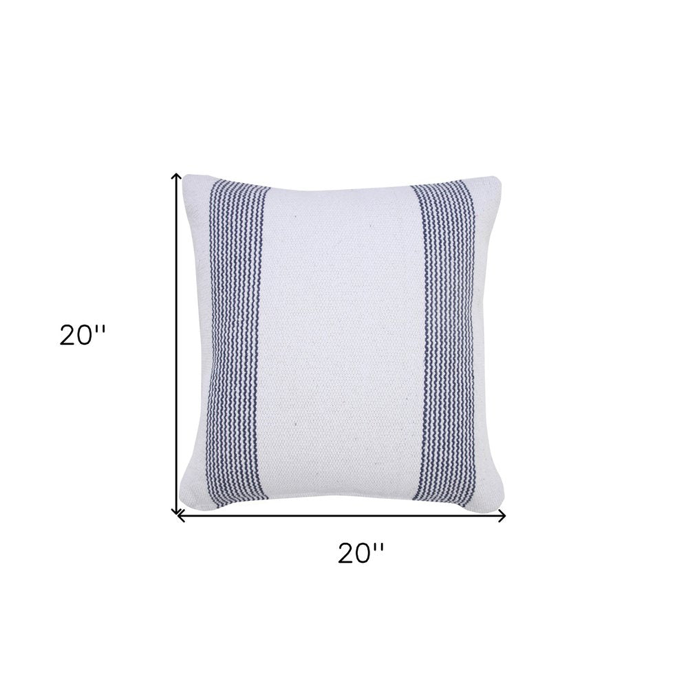 20" X 20" Black And White 100% Cotton Geometric Zippered Pillow