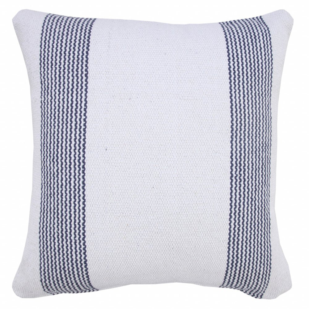 20" X 20" Black And White 100% Cotton Geometric Zippered Pillow