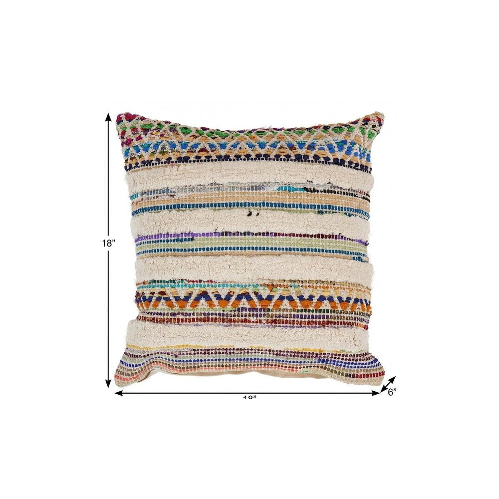 18" Blue and Red Throw Pillow