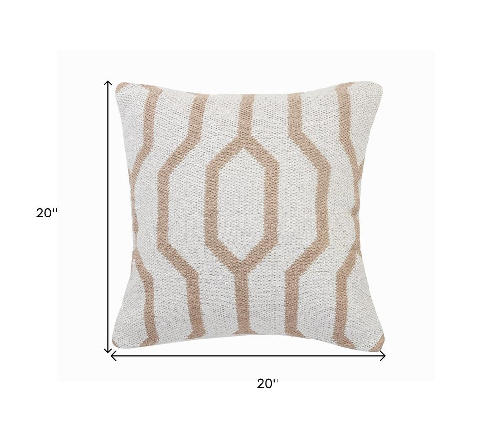 20" Black And White Cotton Geometric Throw Pillow