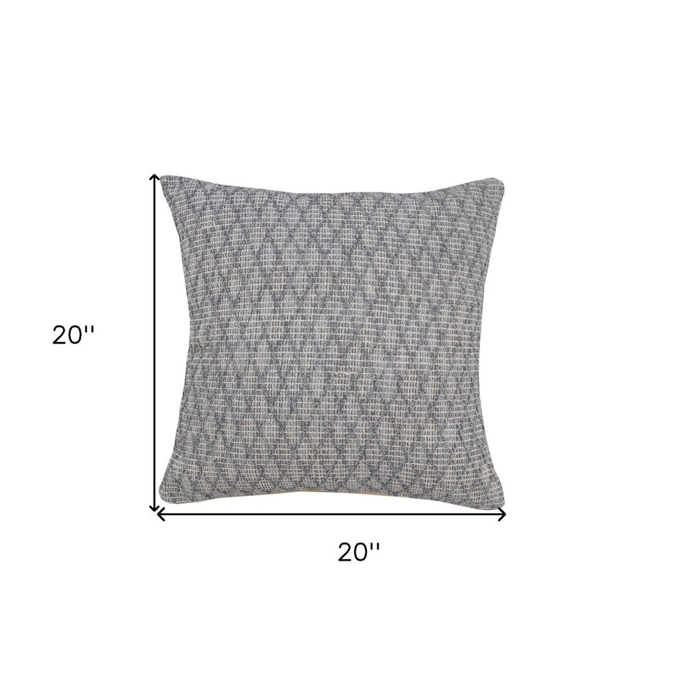 20" X 20" Blue 100% Cotton Geometric Zippered Pillow