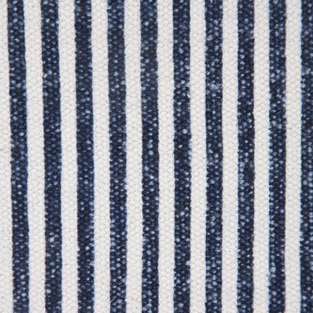 20" X 20" Blue And White 100% Cotton Striped Zippered Pillow