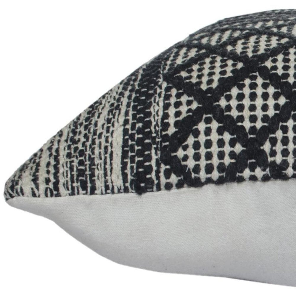 20" Beige And Gray Cotton Geometric Throw Pillow