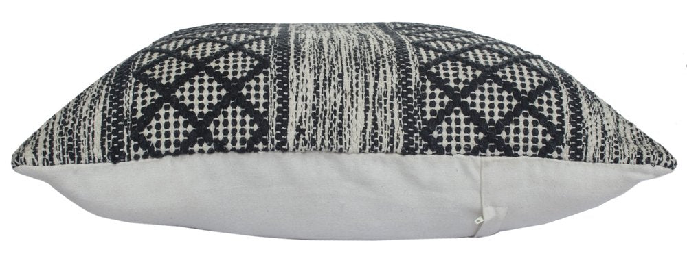 20" Beige And Gray Cotton Geometric Throw Pillow
