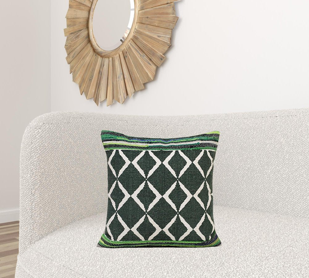 20" Blue and Green Throw Pillow
