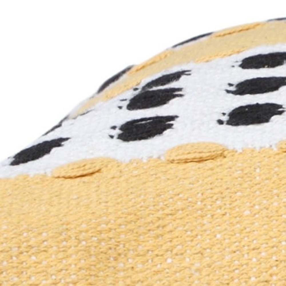 20" X 20" Yellow Black And White 100% Cotton Striped Zippered Pillow