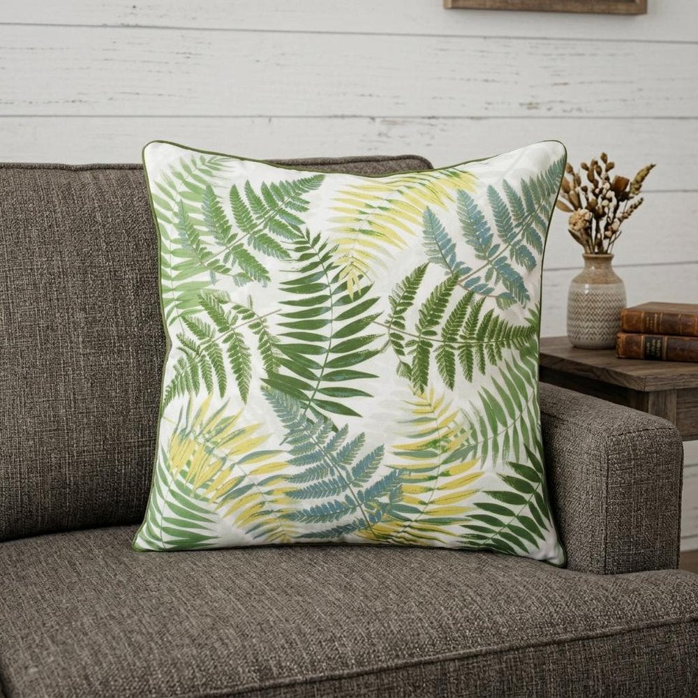 20" X 20" Green And Yellow Polyester Floral Zippered Pillow