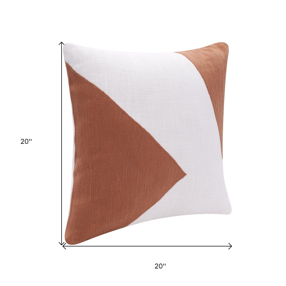 20" Navy Blue And Ivory Cotton Abstract Throw Pillow