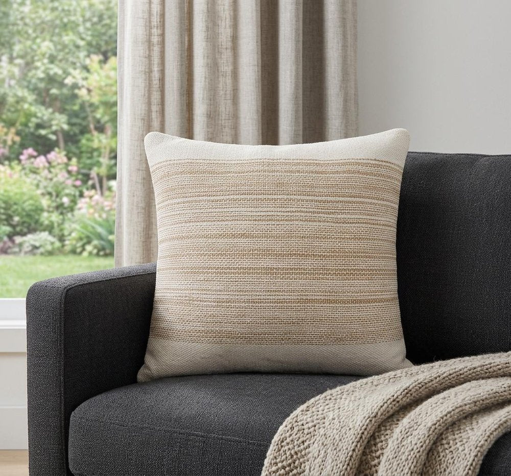 20" Natural and Ivory Throw Pillow