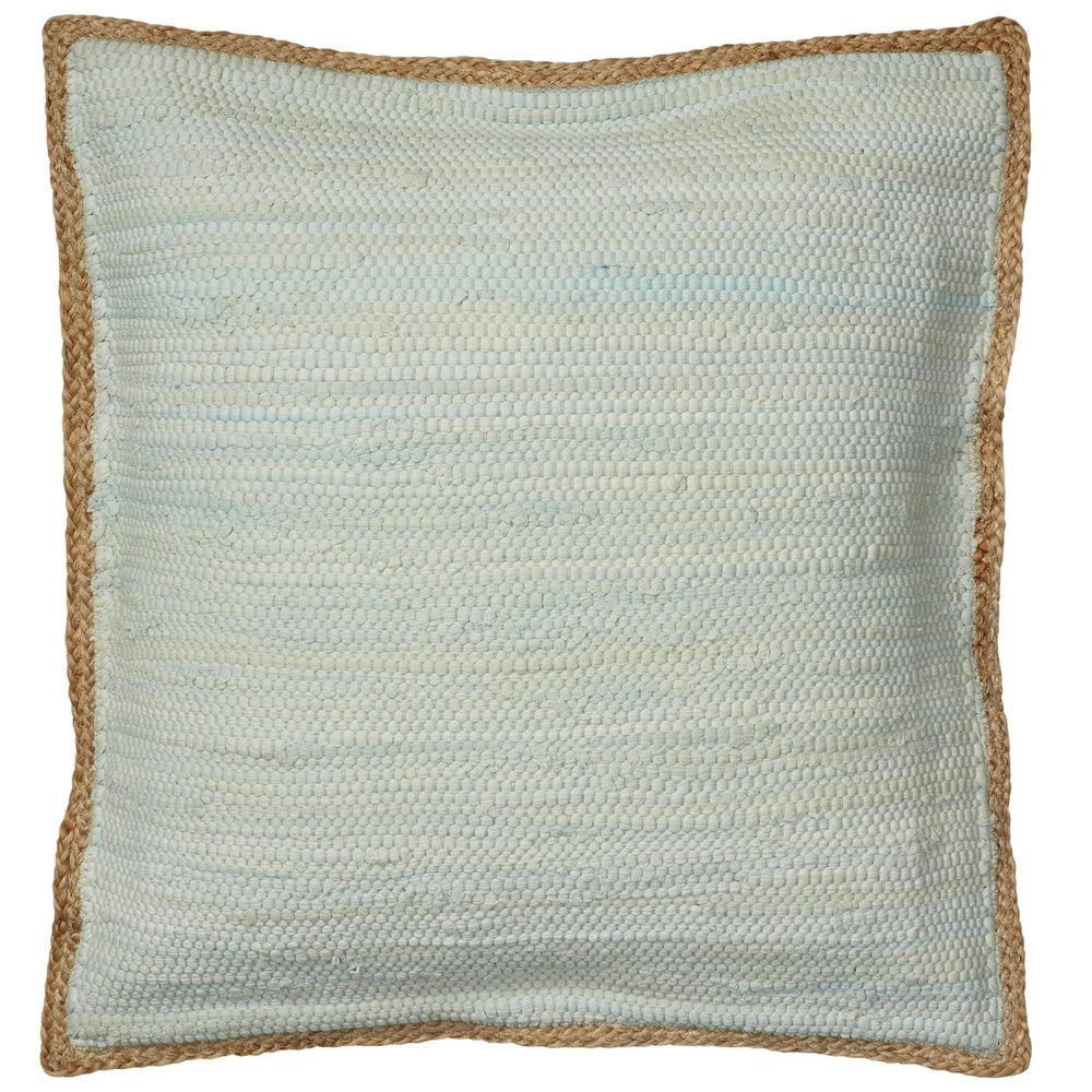 20" Turquoise And Tan Cotton Color Block Throw Pillow