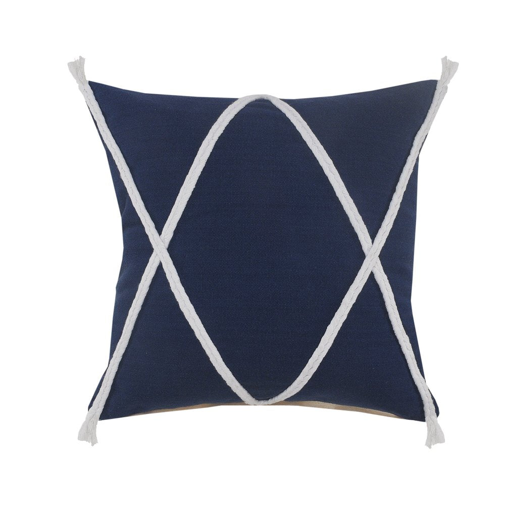 20" X 20" Birch And White 100% Cotton Coastal Zippered Pillow