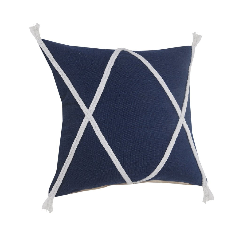 20" X 20" Birch And White 100% Cotton Coastal Zippered Pillow