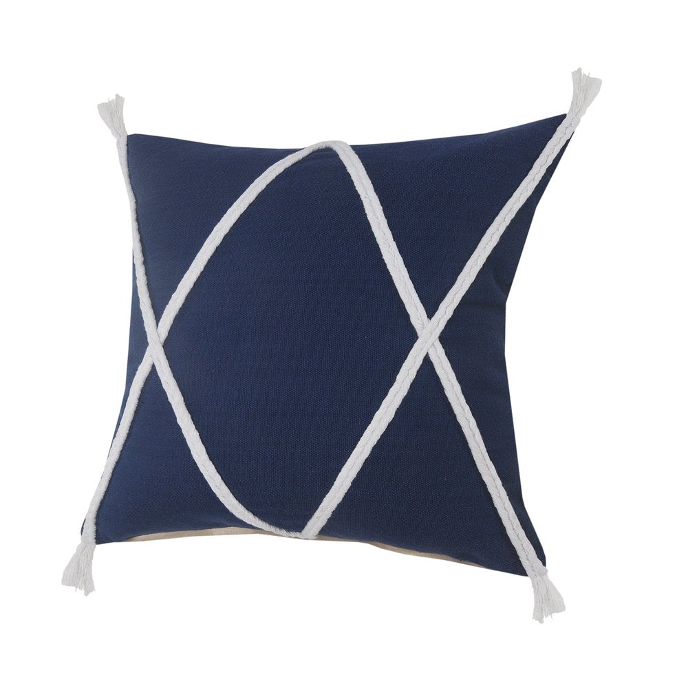 20" X 20" Birch And White 100% Cotton Coastal Zippered Pillow