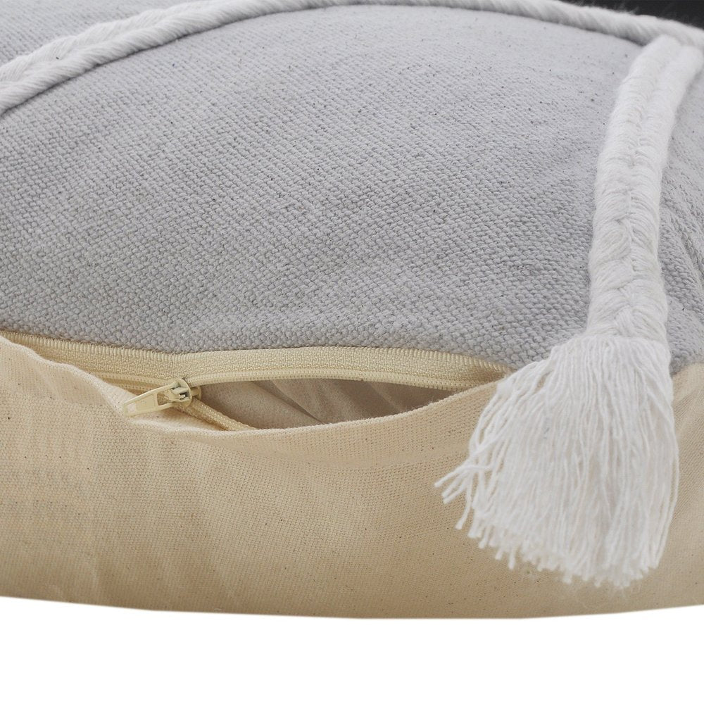 20" X 20" Birch And White 100% Cotton Coastal Zippered Pillow