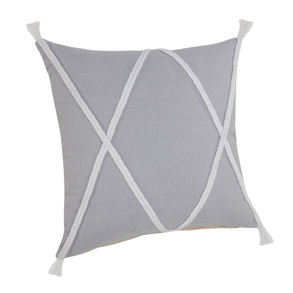 20" X 20" Birch And White 100% Cotton Coastal Zippered Pillow