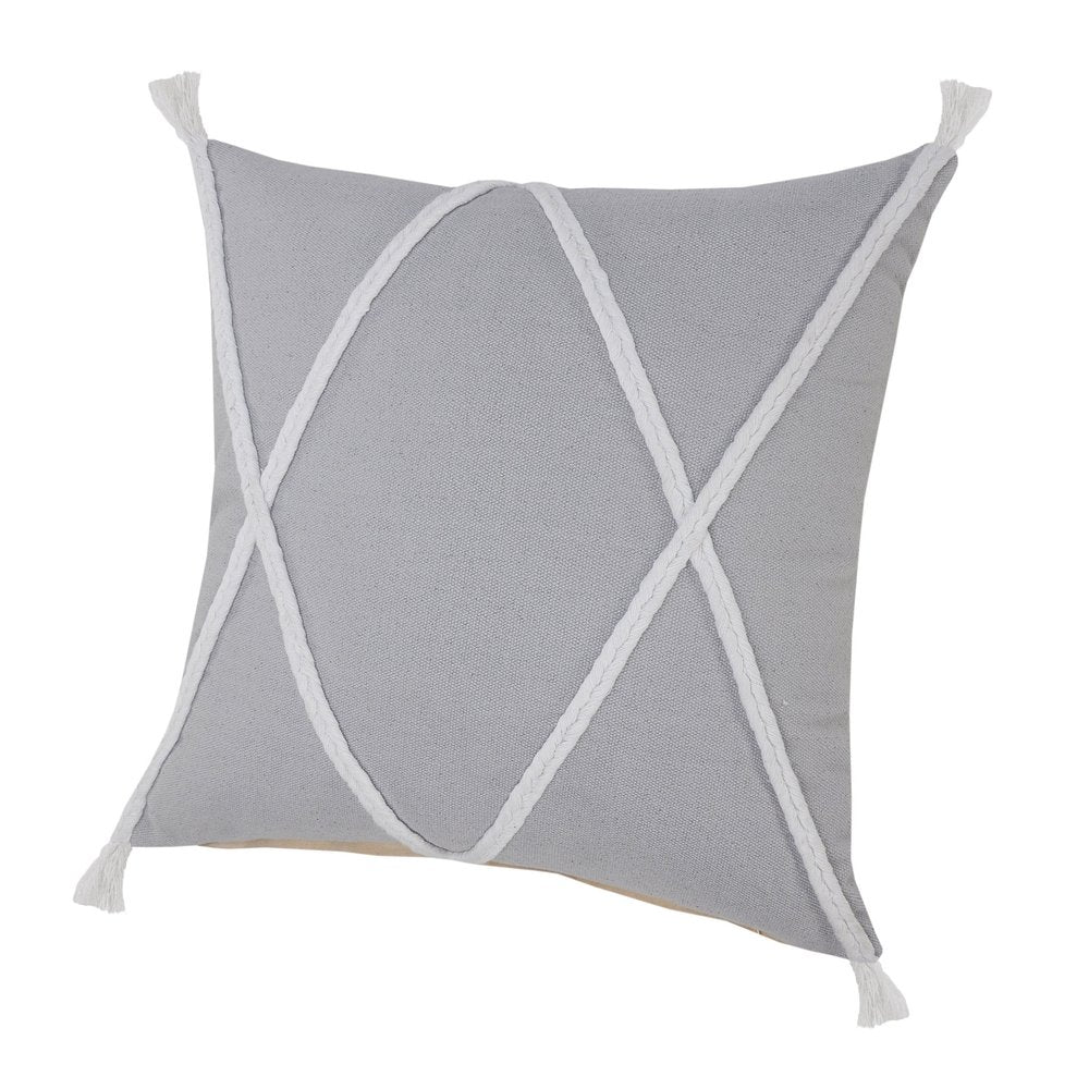 20" X 20" Birch And White 100% Cotton Coastal Zippered Pillow
