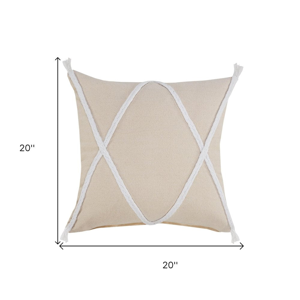 20" X 20" Birch And White 100% Cotton Coastal Zippered Pillow