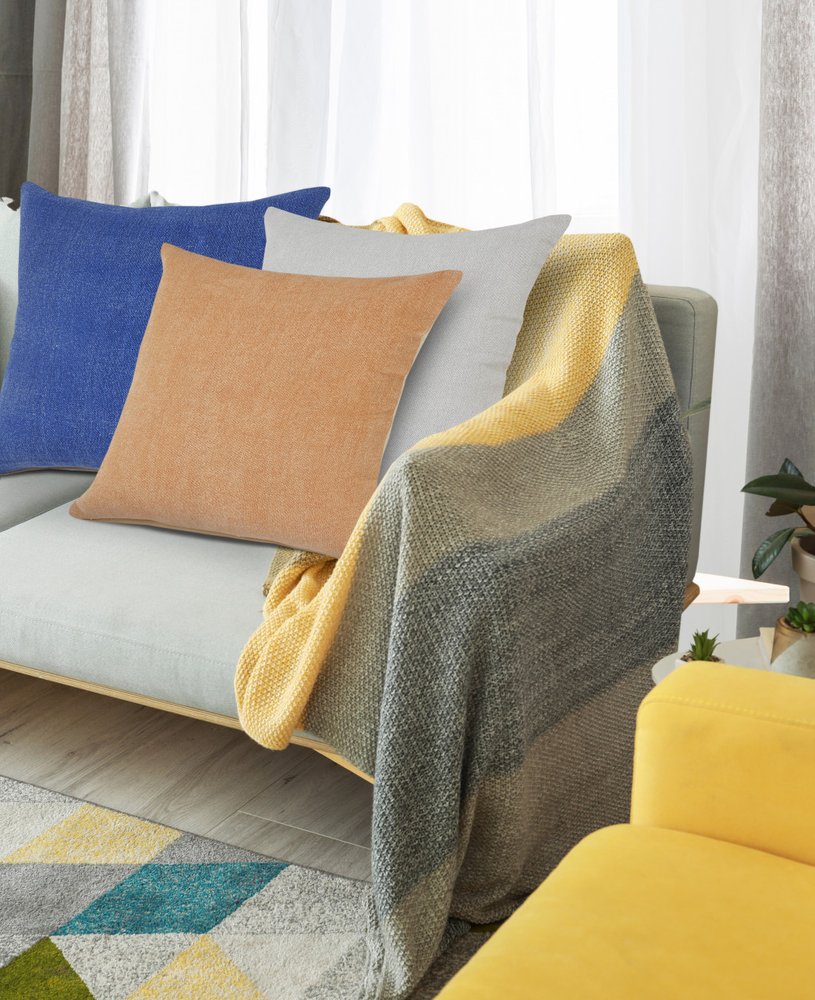 20" Gray Cotton Throw Pillow