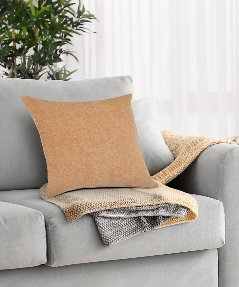 20" Gray Cotton Throw Pillow