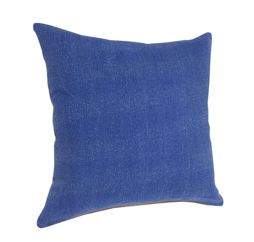 14" X 36" Classic Blue 100% Cotton Zippered Pillow