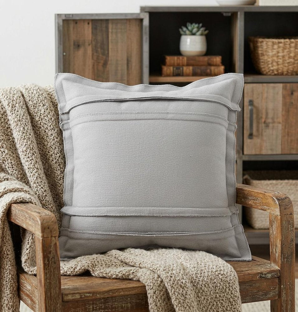 20" X 20" Light Gray Cotton Zippered Pillow