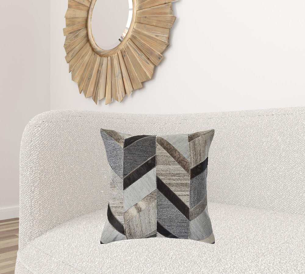 20" Gray and Brown Throw Pillow