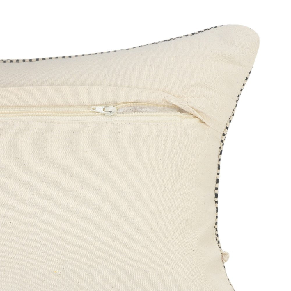 14" X 36" Gray And Taupe Cotton Geometric Throw Pillow