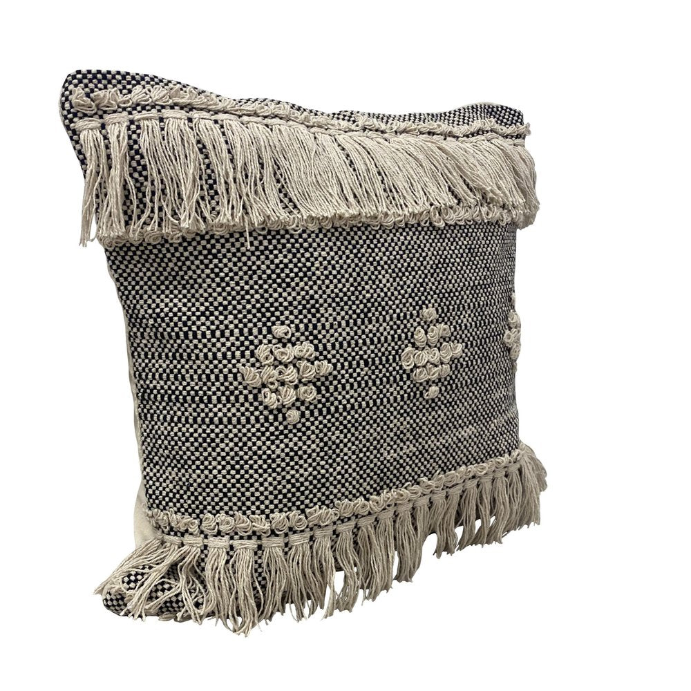 14" X 36" Gray And Taupe Cotton Geometric Throw Pillow