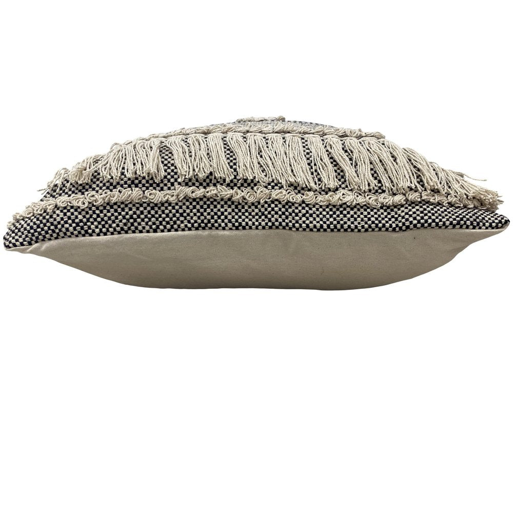14" X 36" Gray And Taupe Cotton Geometric Throw Pillow