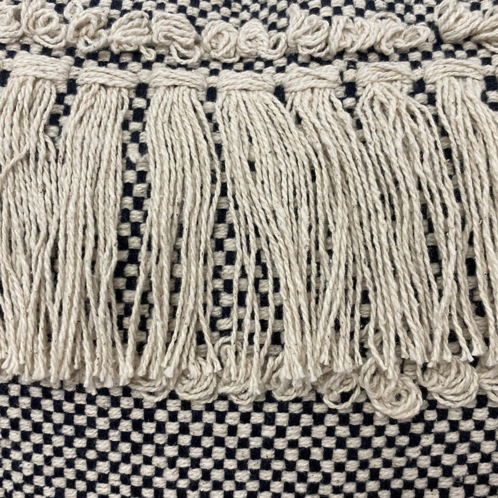 14" X 36" Gray And Taupe Cotton Geometric Throw Pillow