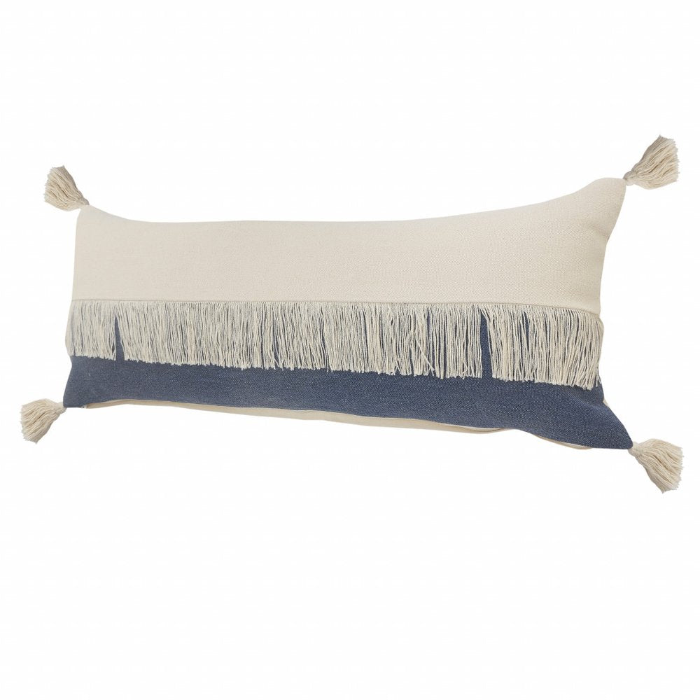 14" X 36" Orange and Off White Throw Pillow