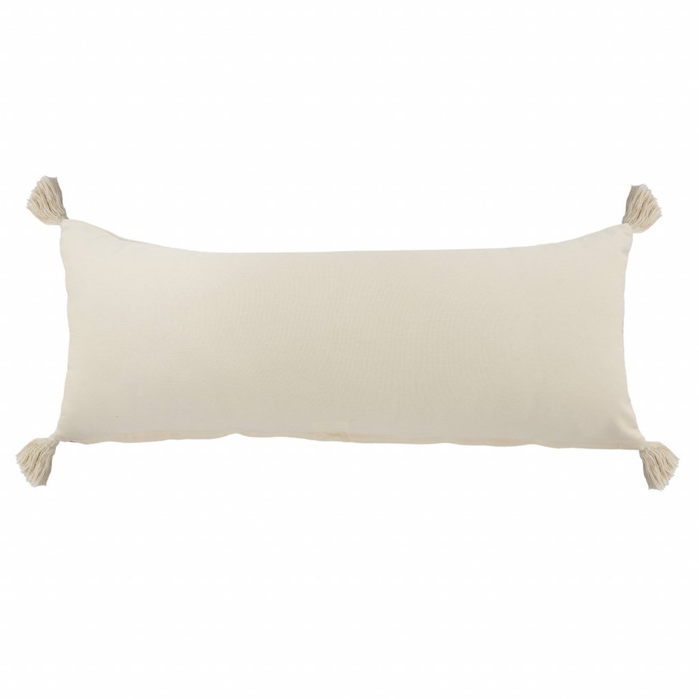 14" X 36" Orange and Off White Throw Pillow