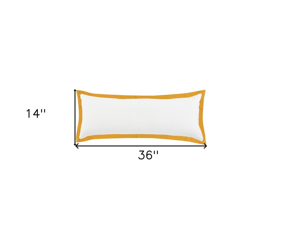 14" X 36" White And Icy Blue 100% Cotton Geometric Zippered Pillow