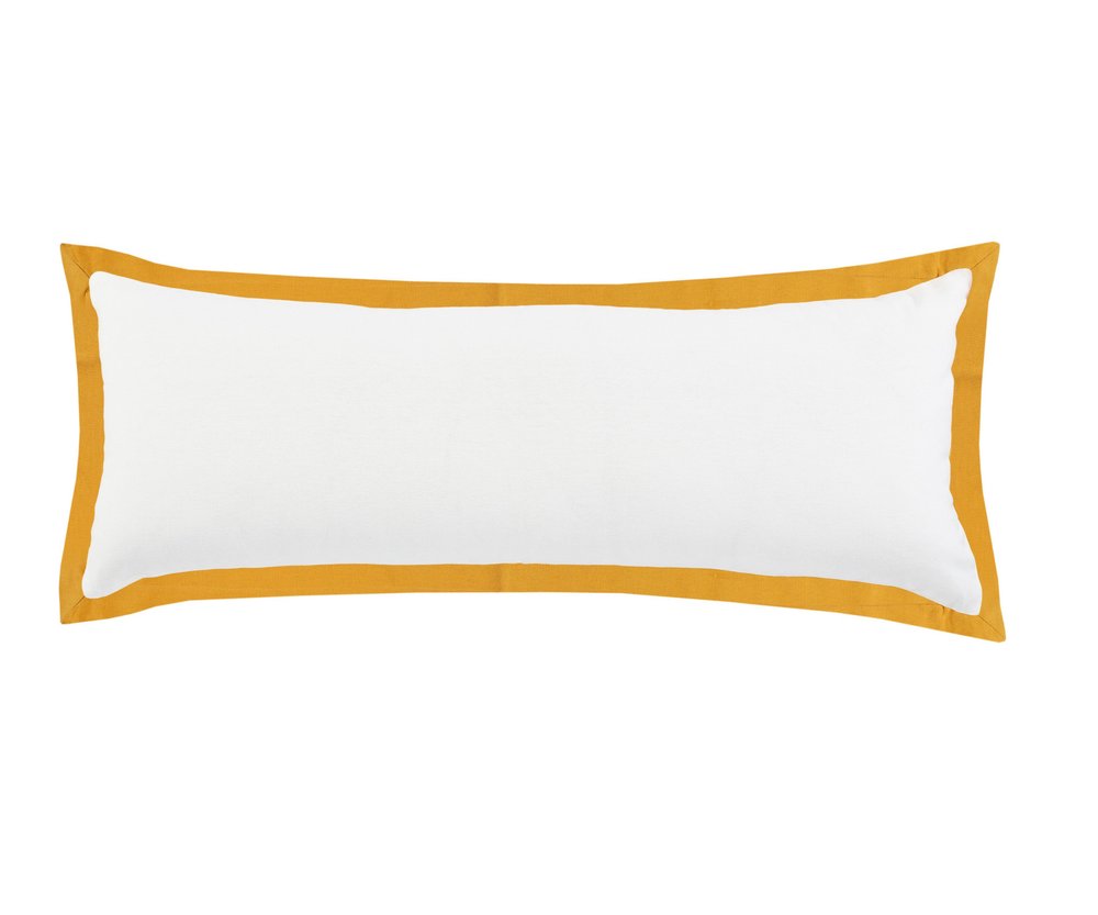 14" X 36" White And Icy Blue 100% Cotton Geometric Zippered Pillow