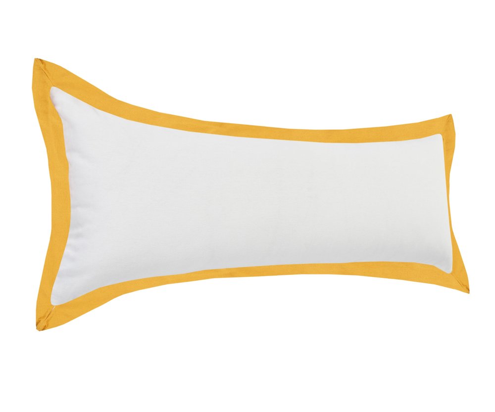 14" X 36" White And Icy Blue 100% Cotton Geometric Zippered Pillow