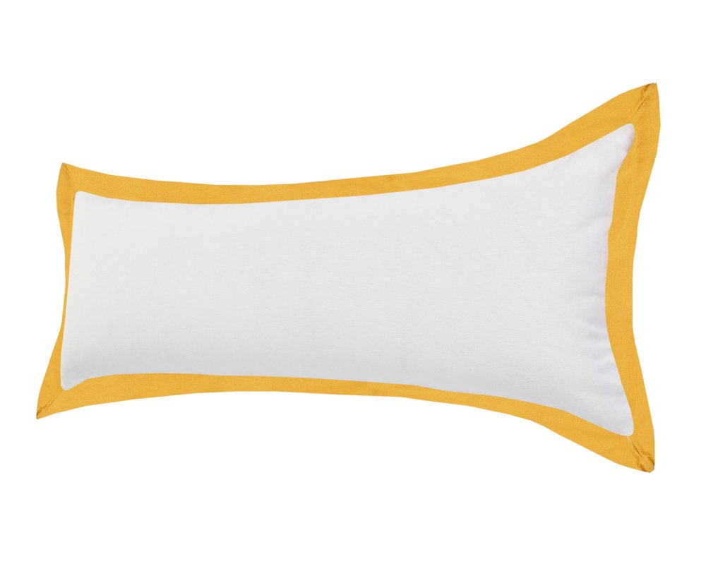 14" X 36" White And Icy Blue 100% Cotton Geometric Zippered Pillow