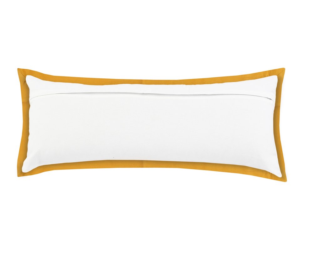 14" X 36" White And Icy Blue 100% Cotton Geometric Zippered Pillow