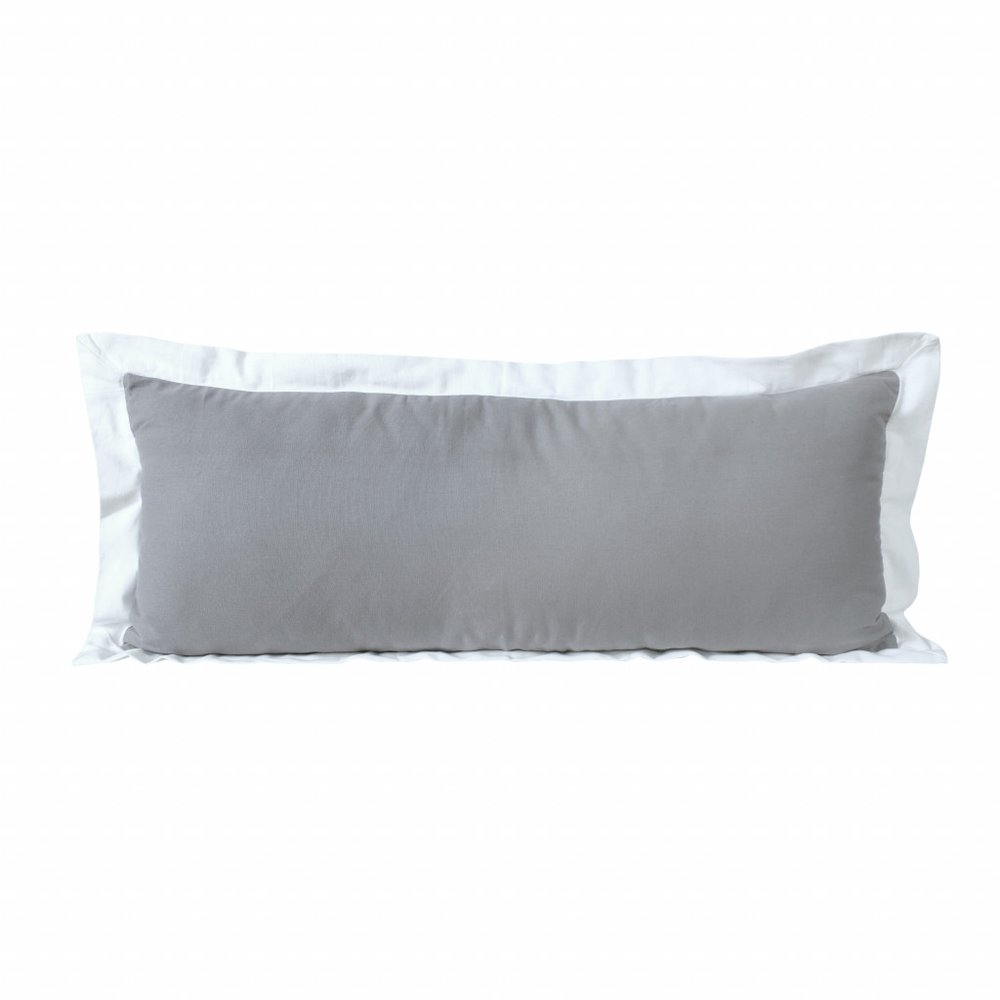 14" X 36" White And Icy Blue 100% Cotton Geometric Zippered Pillow
