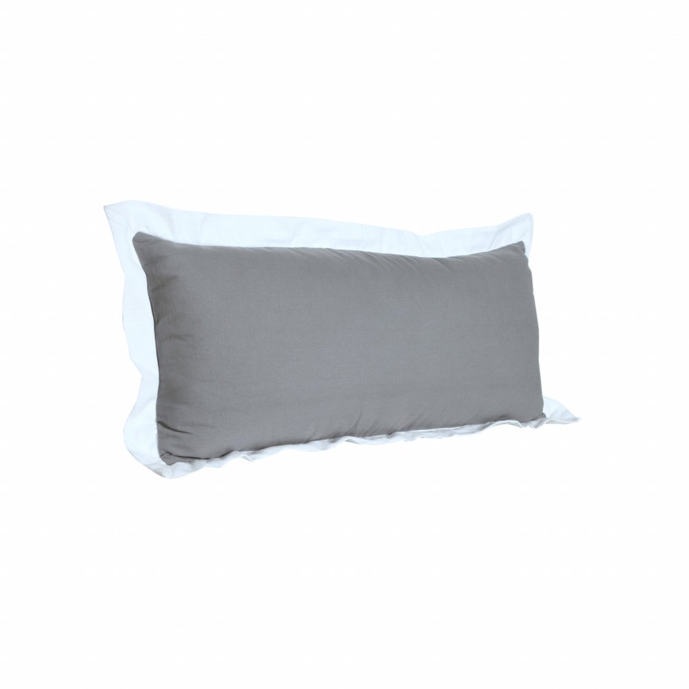 14" X 36" White And Icy Blue 100% Cotton Geometric Zippered Pillow